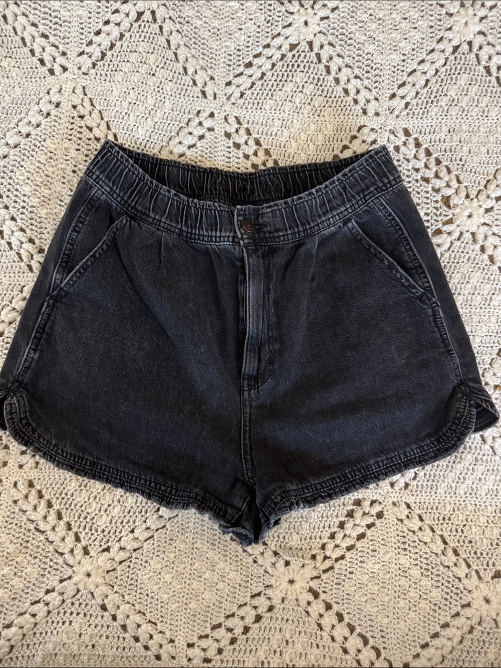 American Eagle Outfitters Black High-Rise Denim Shorts